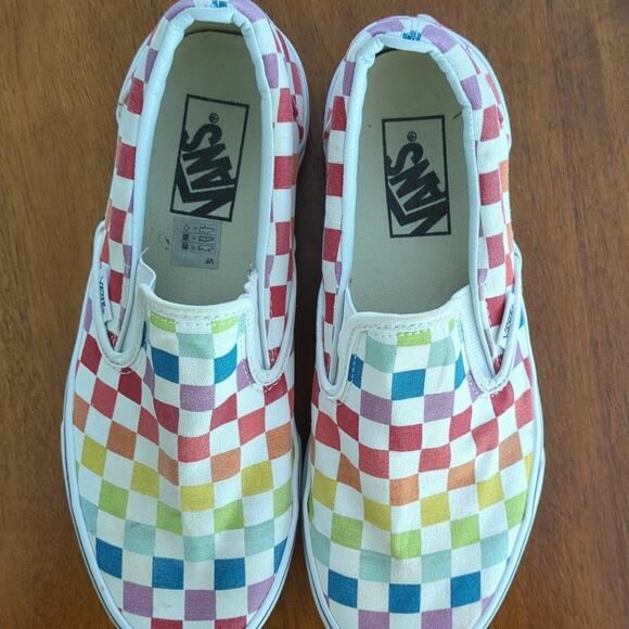 Kids Classic Slip-On Checkerboard Shoe rainbow M6 W7.5 - Picture 1 of 7